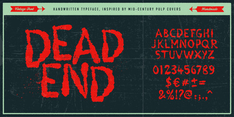 Handwritten Original Typeface Inspired by Vintage Pulp Books, Magazine Covers, B-Movies and Horror Films. - 649373268