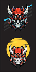 Mecha robot head vector logo illustration