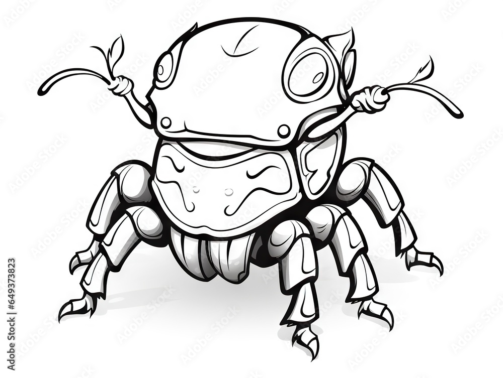 Aufkleber a drawing of a bug with a helmet on it's head. generative ai