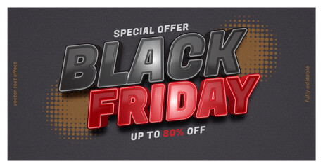Black friday design banner with editable text effect