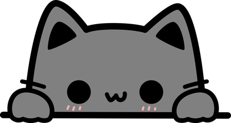 Cute greeting black cat cartoon doodle flat style