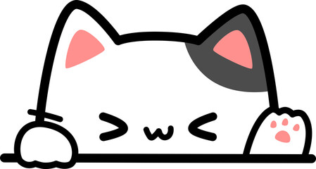 Cute cat wave hand cartoon doodle flat style © ciaoaleandro