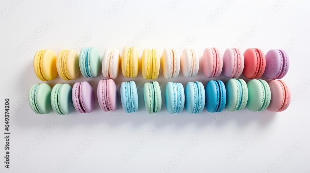 Aufkleber a row of colorful macaroons sitting on top of each other. generative ai