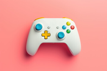 Modern video game controller on colorful gradient background - Powered by Adobe