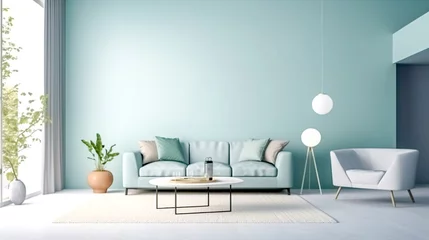 Foto op Canvas minimalist interior design living room in pastel colors © edojob