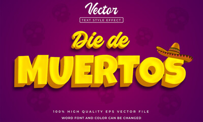 Obraz premium Editable die de muertos text 3d effect style