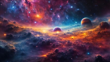 Obraz na płótnie Canvas A Beautiful and Vibrant Galaxy Cluster