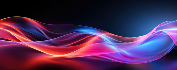 Abstract digital neon waves flow background with empty space for text