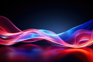 Abstract digital neon waves flow background with empty space for text 