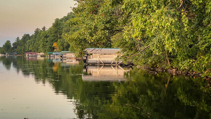 Sunrise over Long Lake shoreline in Wisconsin