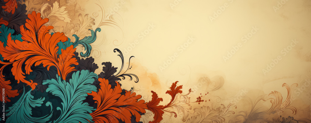 Poster quirky vintage wallpaper patterns background with empty space for text