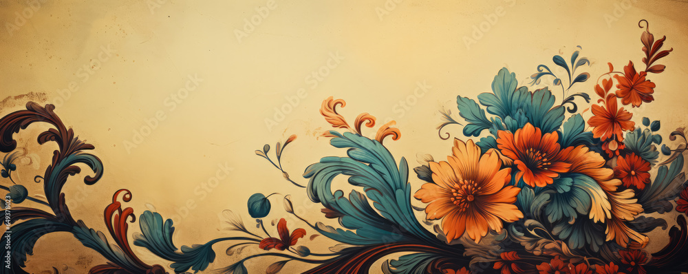 Poster quirky vintage wallpaper patterns background with empty space for text