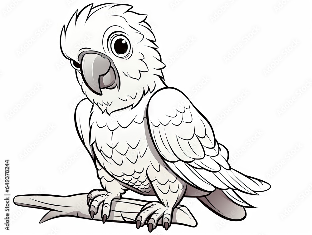 Poster a parrot sitting on top of a branch of a tree. generative ai