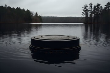 black podium in lake