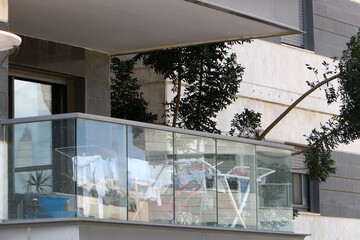 External balcony on the facade of a residential building.