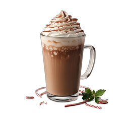 Mocha Peppermint Latte isolated on transparent background