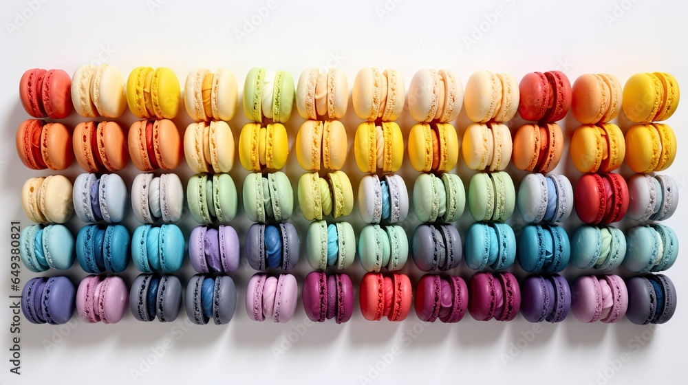 Aufkleber a rainbow of macaroons are arranged in a row. generative ai