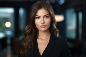 Obraz premium Generative AI picture portrait of amazing gorgeous office worker young woman
