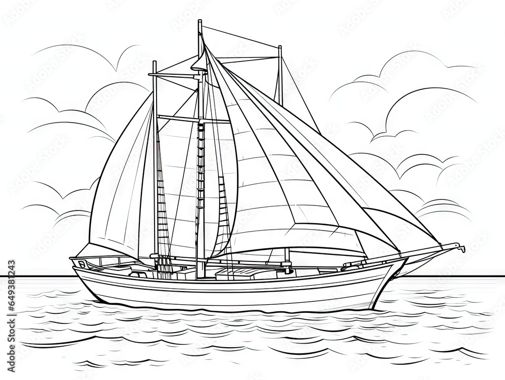 Poster a sailboat floating in the ocean on a cloudy day. generative ai