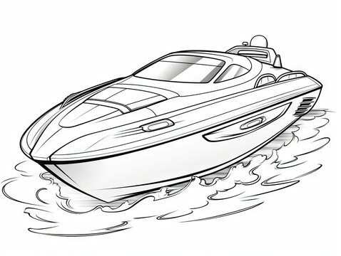 black and white boat sailing on water clip art preview