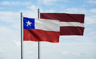 Latvia and Chile flag