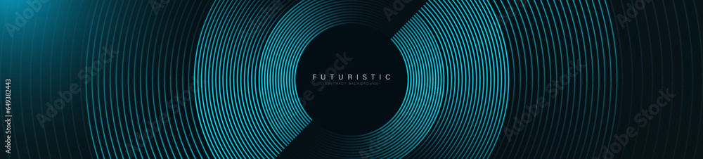 Poster abstract futuristic background. glowing blue circle lines. swirl circular lines design element. roun