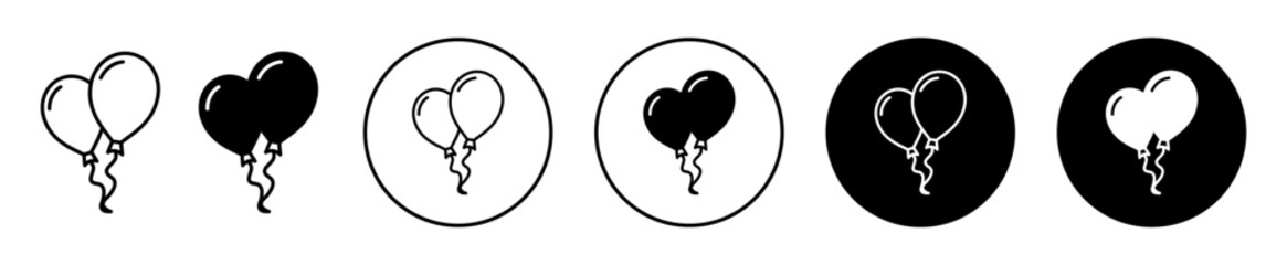Balloon icon. Birthday party or anniversary event decoration with ballon ribbon symbol. Helium gas or air filled balloon vector. © Krupal