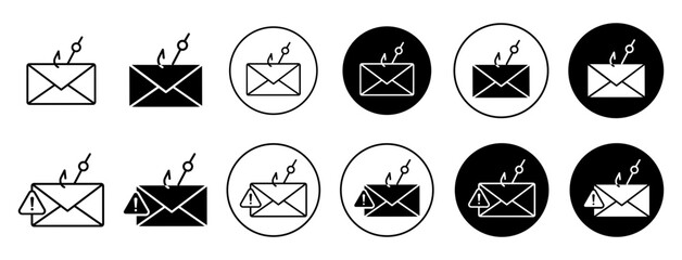 Email phishing icon. Online mail hacking malware activity symbol. Mail forgery or cyber attack to theft e mail vector. - obrazy, fototapety, plakaty