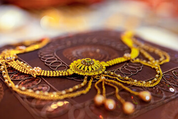 Fototapeta na wymiar Indian bride's wedding jewellery jewelry close up