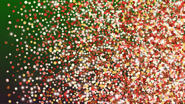 Realistic Background with Confetti of Glitter Particles. Sparkle Lights Texture. Celebration pattern. Light Spots. Star Dust. Explosion of Confetti. Design for Banner.