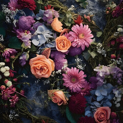 Floral Offerings: Vibrant bouquets and wreaths placed on graves as a gesture of respect and love. AI Generated