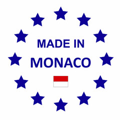 Obraz premium The sign is made in Monaco. Framed with stars with the flag of the country.