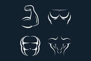 Vector fitness body lineart icons