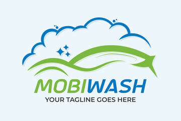 Car wash modern minimalist vector logo design template