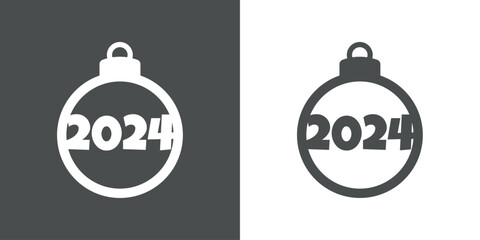 Tiempo de Navidad. Logo con silueta de bola de navidad con texto 2024 para su uso en invitaciones y felicitaciones