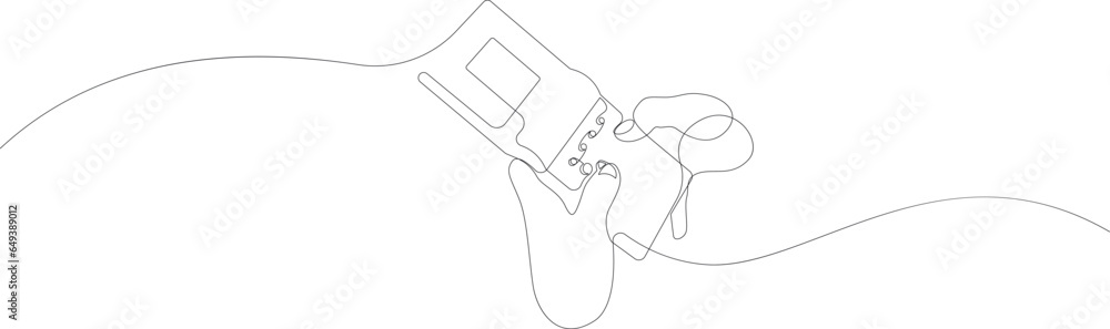 Poster retro tetris game continuous line drawing. vintage game drawn by one single line. vector illustratio