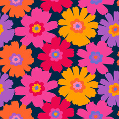 Fototapeta na wymiar Hand drawn flowers, seamless patterns with floral for fabric, textiles, clothing, wrapping paper, cover, banner, home decor, abstract backgrounds.