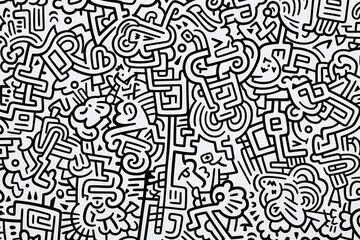 black-and-white abstract pattern with free-hand elements, ai tools generated image