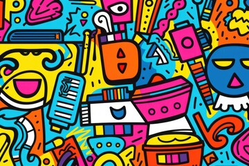 multicolored abstract pattern with free-hand elements, ai tools generated image
