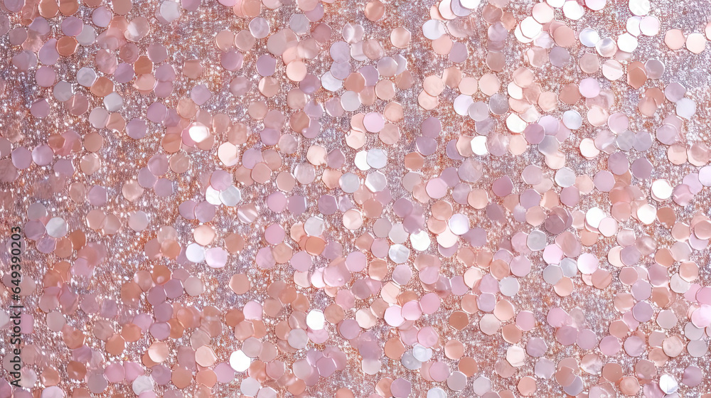 Poster abstract shiny background with pink glitter. scattered confetti sparkles with light rose pastel colo