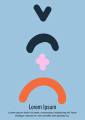 Abstract Minimal Vector Background in Trendy Doodle Style.   Vibrant Graphic Print with Dynamic Lines and Geometric Shapes.  Set of Vivid Poster 80s - 90s Design for Landing Page, Cover, Brochure.