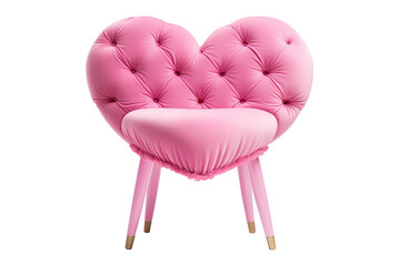 plush pink heart shaped vanity chair isolated on a transparent background, generative ai