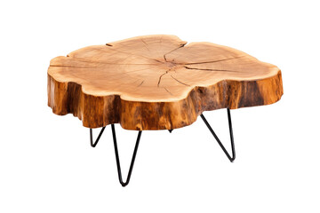 a tree stump coffee table isolated on a transparent background, generative ai