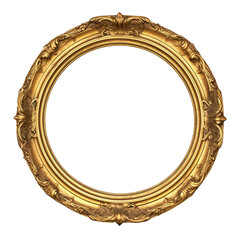 Round vintage picture frame isolated on transparent or white background, png