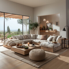 Obraz premium Mockup, Modern Apartment: Comfortable Living Room