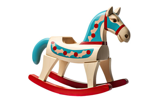 a wooden rocking horse isolated on a transparent background, generative ai