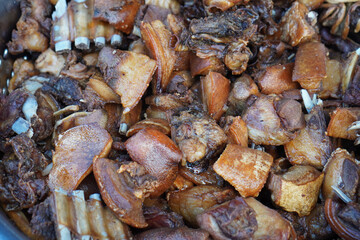 A pot full of delicious roasted pork 