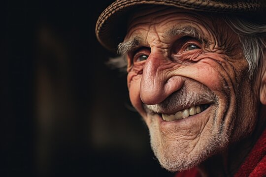 A picture of an old man with a big smile on his face. This photo can be used to depict happiness, joy, and positivity in various contexts.