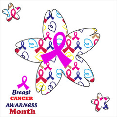 Vector Design Template World Cancer Day Stock,Breast cancer awareness month, seamless pattern Pink Ribbons And Butterflies Breast Cancer Awareness Themed Seamless Pattern Royalty Free Premium Vector