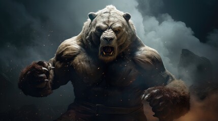 Fototapeta na wymiar Fictional bear fighter